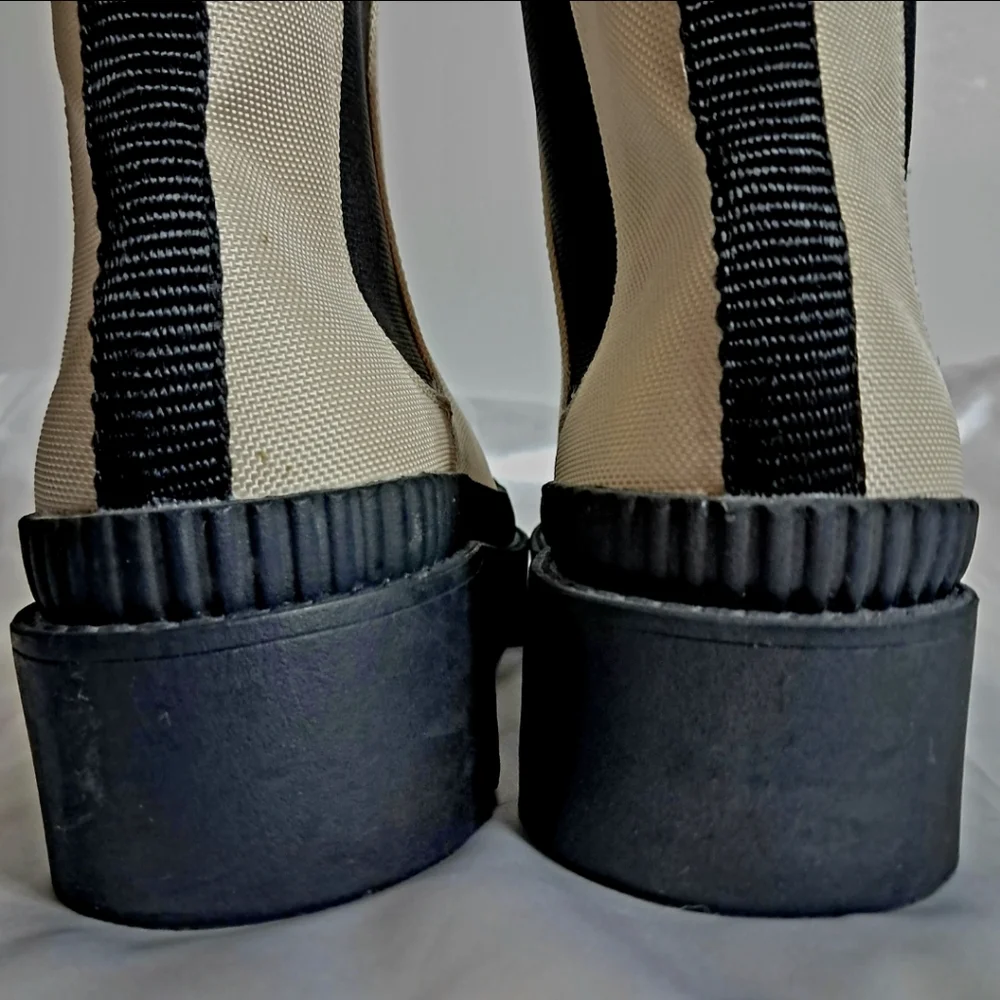 Marc Fisher Ltd Morgan Lug Soles Boots Woman's 8.5 NWOT Ivory/Black